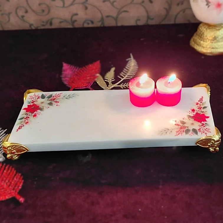 Marble Tray with Floral Printing