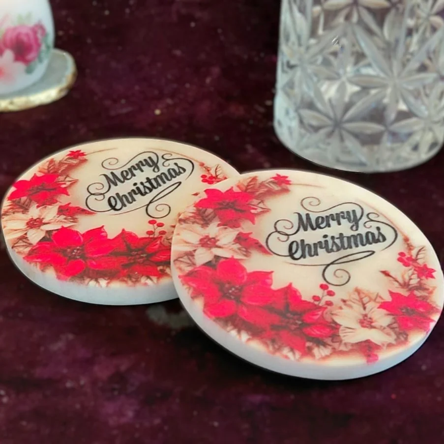 Elegant White Marble Tealight Holder with Floral Decoupage