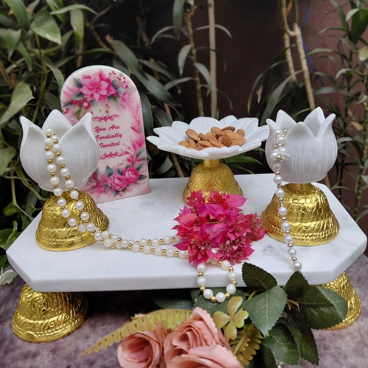 Elegant Marble Photo Frame with Purple Agate