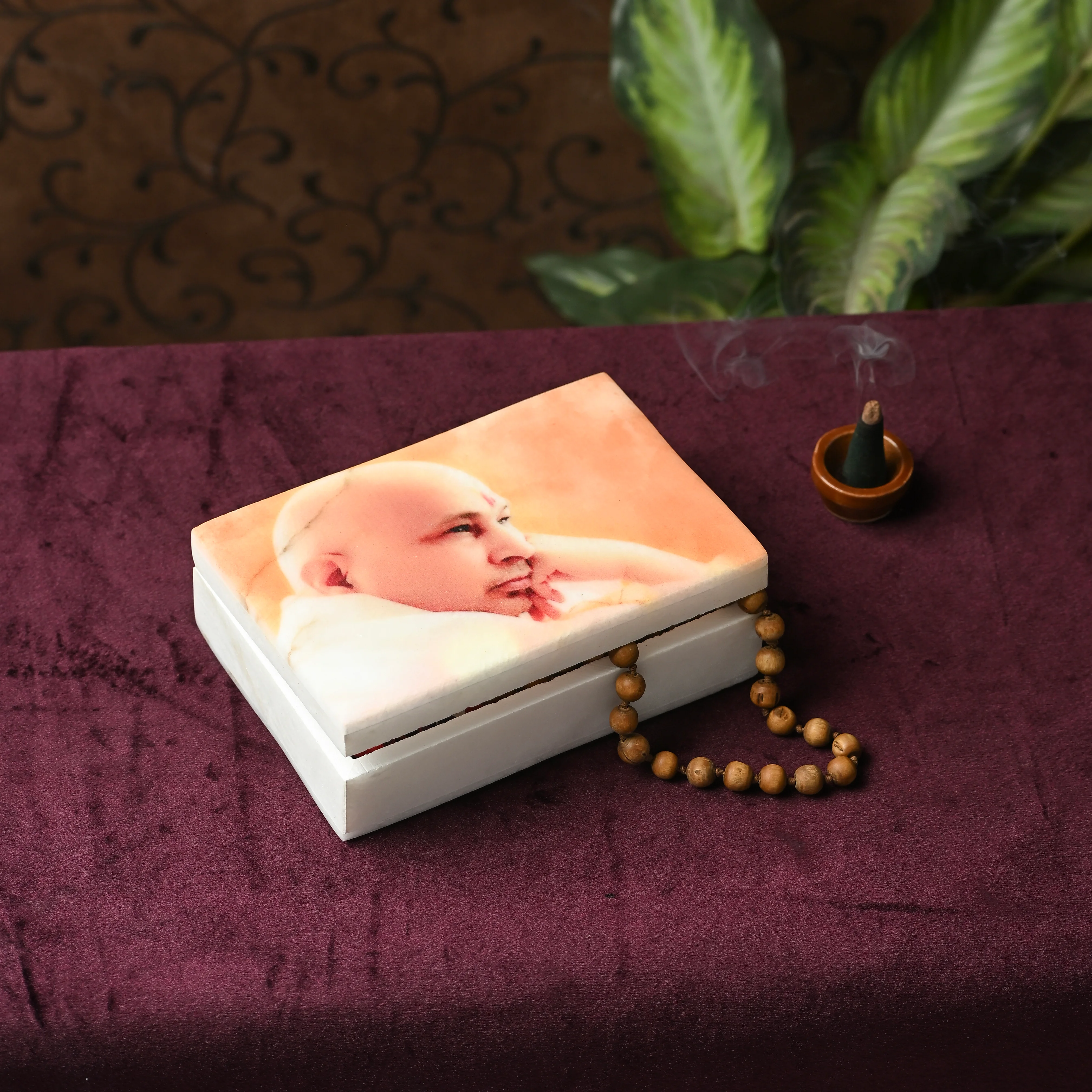 White Marble Box with Guruji Portrait Printing