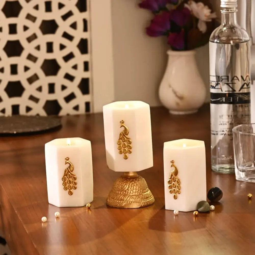Luxury Hexagon Marble Tealight Holder