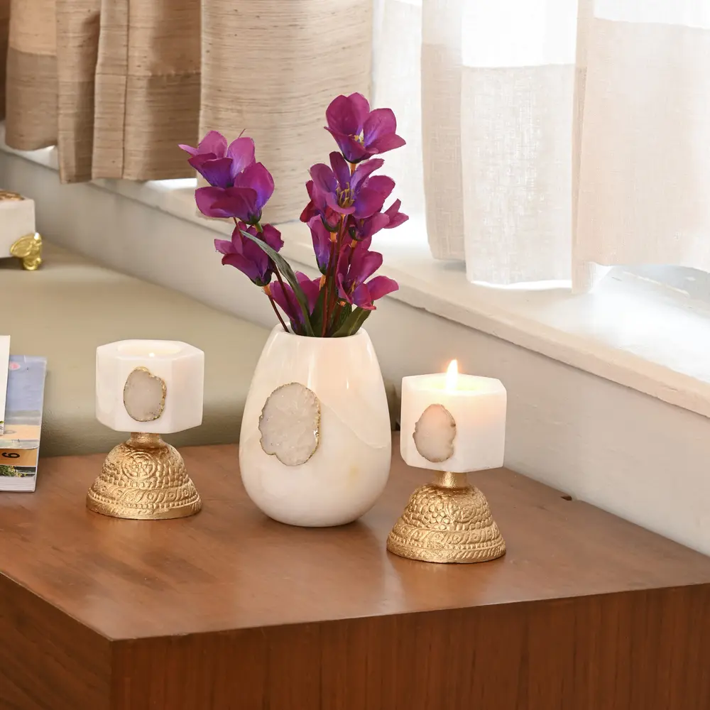 Marble entryway decor for Diwali