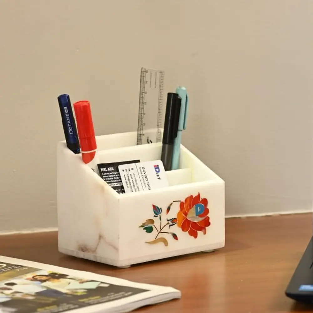 Marble Office Organiser with Inlay Work