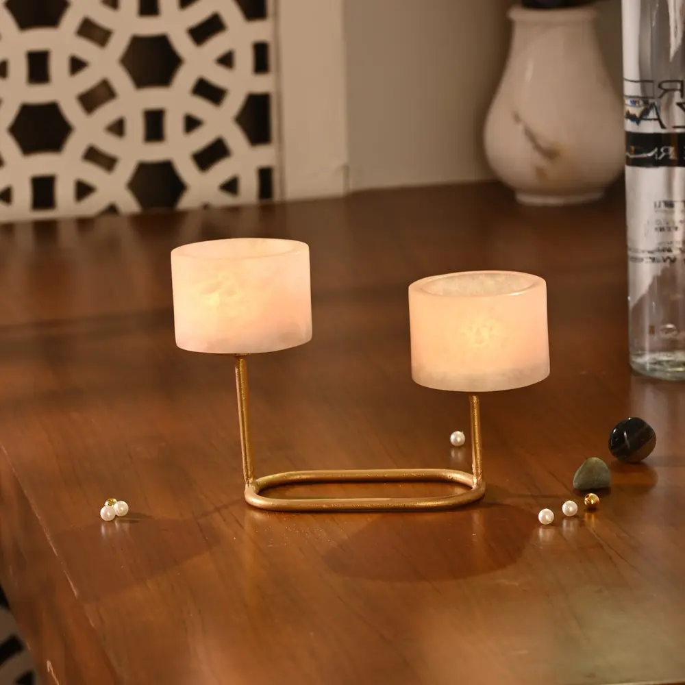 Elegant Marble Dual Cup Candle Holder