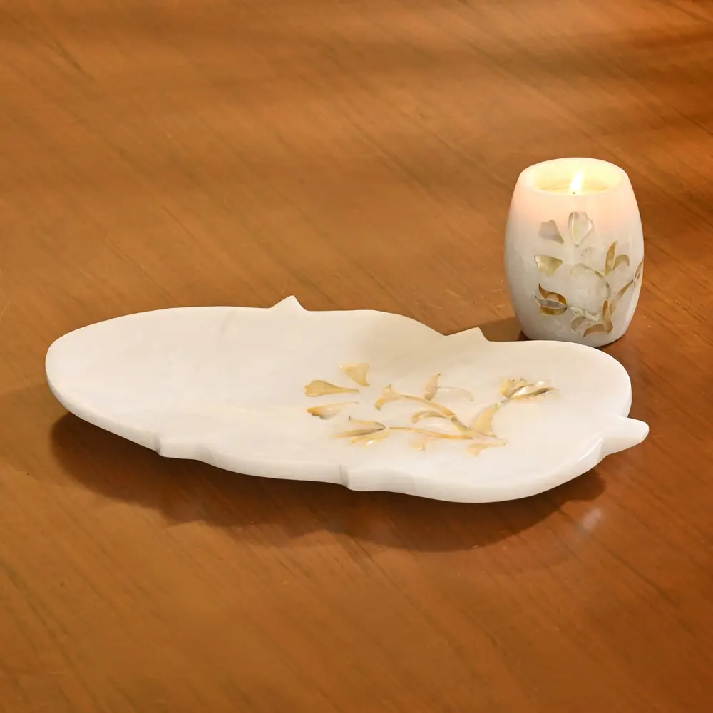 Elegant Marble Bathroom Set with Red Inlay Work