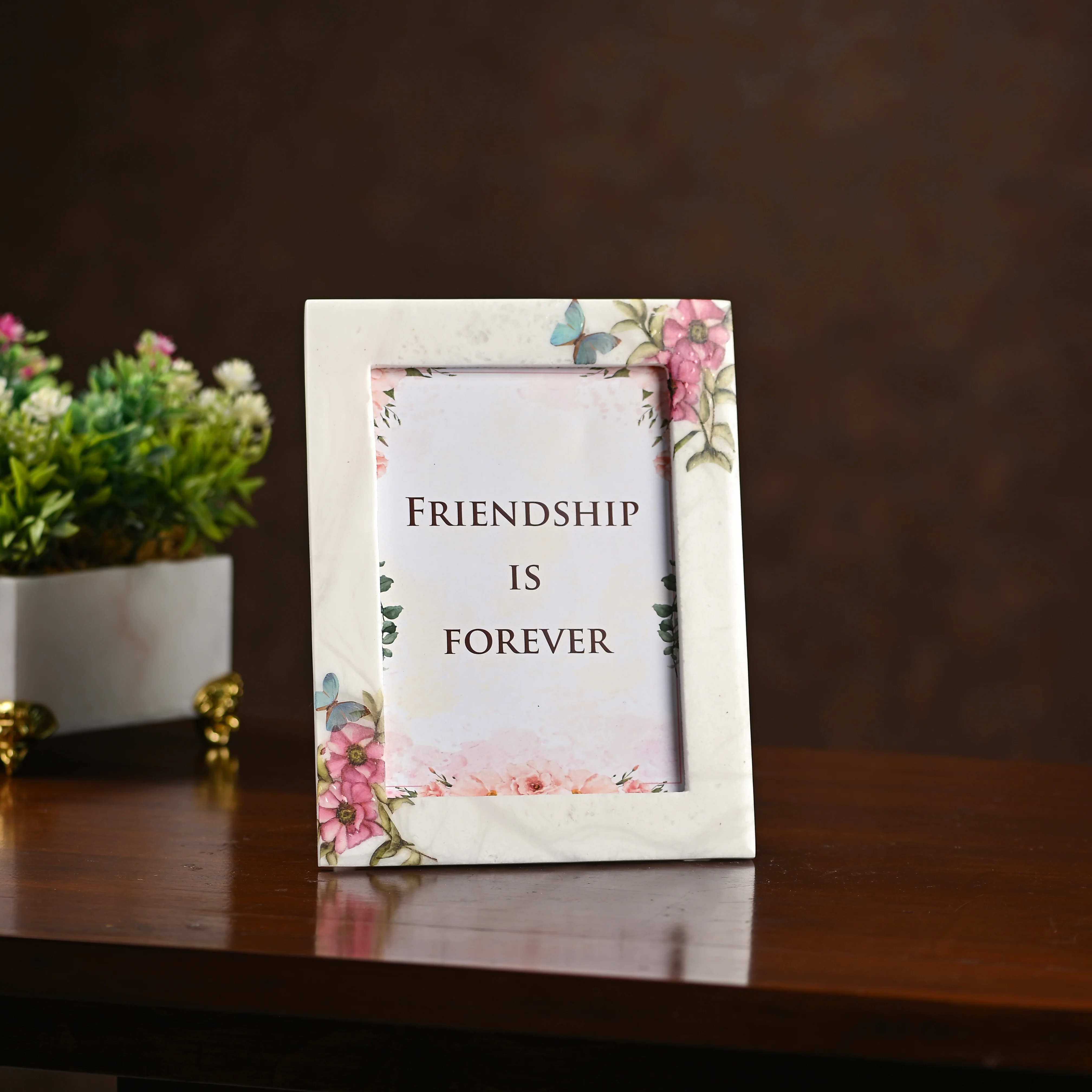 Marble Photo Frame with Floral Decoupage